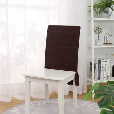 Stuhlhussen mit Rückenlehne, 6er Set, Stretch, Dunkelbraun