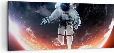 Produktbild von Bild auf Leinwand - Leinwandbild - Kosmonaut Weltraum - 120x50cm - Wand Bild - Wanddeko - Leinwanddruck - Bilder - Kunstdruck - Wanddekoration - Leinwand bilder - Wandkunst - AB120x50-3500