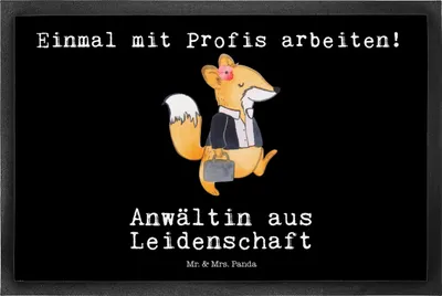 Produktbild von Mr. & Mrs. Panda fußmatte Anwältin Leidenschaft 50 x 75 cm - Schwarz - Geschenk, Schuhabstreifer, Witzig, Bodenvorleger, Staatsexamen, Abtreter, Schmutzfangmatte, Spruch
