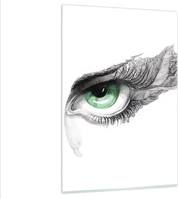 Produktbild von Bilder auf glas - Einteilig - Auge Feder Skizze Menschen - 80x120cm - Glasbilder - Wandbilder - Bilder - Wanddekoration aus Glas - Glas Bilder - Wandbild auf Glas - GPA80x120-3001