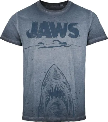 Produktbild von Der weisse Hai T-Shirt Herren Jaws - Poster blau S