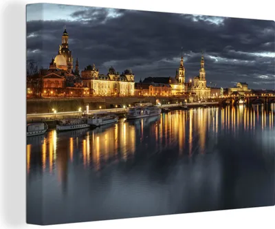 Produktbild von MuchoWow® - Leinwandbilder - Panorama des Stadtbilds der deutschen Stadt Dresden, Wandbild, Wanddeko Bilder Wohnzimmer, 120x80cm