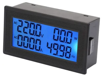 Obrázek produktu pro Digitální elektroměr - Voltmetr - Ampérmetr - 0-20 A - 60-500 V - LCD displej
