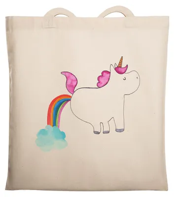 Produktbild von Mr. & Mrs. Panda Schultasche Einhorn Pupsen - Transparent - Geschenk, Glitzer, Einkaufstasche, Tote Bag, Lustig, Regenbogen, Tasche, Freundin, Unicorn, Spaß, Jutebeutel