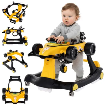 Immagine prodotto di Passeggino Sun Baby 3in1 con motivo di auto regolabile in altezza, Formula Racing, interattivo e pieghevole con tappo di sicurezza, luci