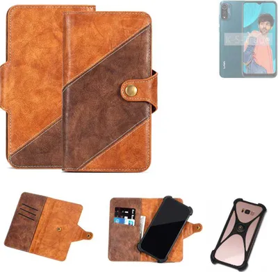 Produktbild von K-S-Trade Handyhülle Schutzhülle Bookstyle Case Wallet-Case kompatibel mit Lava X3 Cover Klapphülle Kantenschutz Smartphone dunkelbraun braun 1x