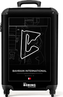 Produktbild von NoBoringSuitcases.com® Koffer Handgepäck Trolley Rollkoffer Kleine Reisekoffer mit 4 Rollen - F1 - Rennen - Bahrain International - Autokurs - Weiß - Cabin Size < 55x40x23 cm & 55x40x20 cm - Fotokoffer - Kabinenkoffer - BoardgepäckHandgepäck Koffer 55x35x20 cm, 36L,