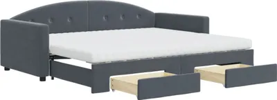 Obrázok produktu pre vidaXL Denná rozkladacia posteľ so zásuvkami tmavosivá 90x200 cm zamat