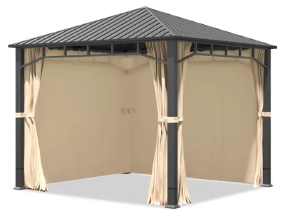 Produktbild von Gartenpavillon 3x3 m Stahldach Hardtop 4 Seitenteile in Champagner, Pfosten 9x9 cm