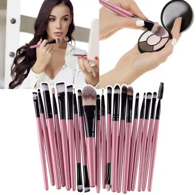Image de CHPN – Ensemble de pinceaux de maquillage – Pinceaux de maquillage – 20 pièces – Ensemble de pinceaux de maquillage – Pinceaux – Cadeau – Pour l'application de maquillage – Pinceaux – Pinceau pour fard à paupières – Pinceau pour fond de teint – Blush – Rose