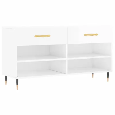 Zdjęcie produktu dla Ławka Z Miejscem Na Buty, Wysoki Połysk, Biała, 102X35X55 Cm Lumarko!