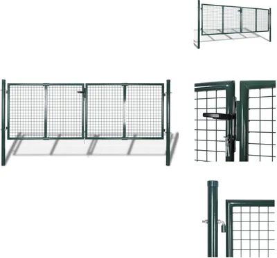 Immagine prodotto di vidaXL Cancello per recinzione da giardino 289x100 cm/306x150 cm in acciaio verde - Cancelli da giardino