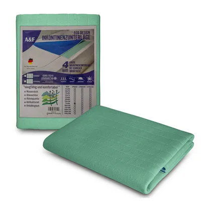 Produktbild von Inkontinenzauflage - 4 Schichten - Bis 26280ml/m² Saugkraft - Inkontinenzunterlage waschbar- Matratzenauflage geeignet für Erwachsene Bett - 75x90 2er