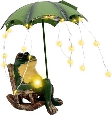Produktbild von Lustige wasserdichte Garten Dekoration eines Froschs mit Regenschirm und Beleuchtung für Garten und Teich