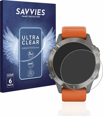 Produktbild von 6x Für Garmin Fenix 6 / 6 Pro / 6 Pro Solar Schutzfolie Savvies Displayschutz Display Schutz Folie Klar Transparent