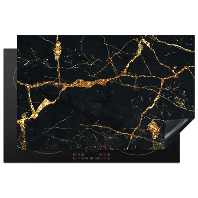 Produktbild von KitchenYeah© Herdabdeckplatte Gold - Marmor - Glitzer - Luxus , 81x52cm, Küche Deko, Glaskeramikkochfeld Herdabdeckung, Abdeckplatte fùr Kochfeld