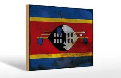 Produktbild von Holzschild Flagge Swasiland 30x20cm Flag Eswatini Rost