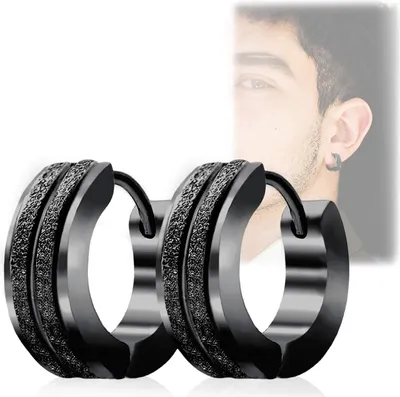 Produktbild von Edelstahl Creolen für Herren Damen, Silber/Gold/Schwarz/Blau Hypoallergene Runde Ohrringe, Mode Punk Ohrringe Piercing Schmuck Geschenk für Jungen Mädchen