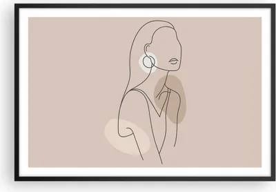 Produktbild von Gerahmtes Poster - Schwarzer Rahmen - Stück Linie Frau - 91,5x61 cm - Wand Bild - Wanddeko - Wandbilder - Kunstposter - Wandposter - Bilderrahmen - Bilder - Kunstdruck Wanddekoration - P2BAA91x61-4766