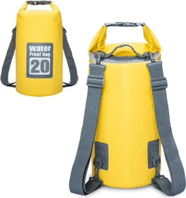 Produktbild von Drybag wasserdichter Seesack, Rollbeutel, Rucksack, Wassersack - gelb, 20L
