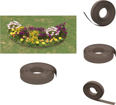 Imagen del producto de vidaXL Borde para césped, color marrón, 10 metros, 10 cm, polietileno - Bordes para jardines