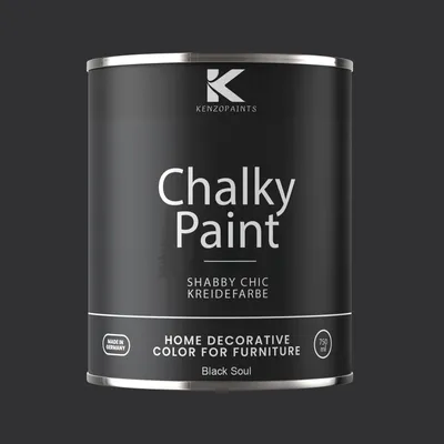Produktbild von Kenzopaints Chalky Paint Kreidefarbe Möbelfarbe Möbellack 1Kg / 750ml - Black Soul