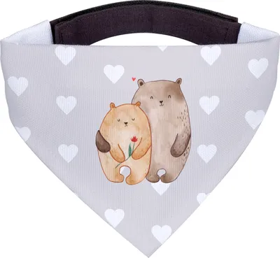 Produktbild von Mr. & Mrs. Panda Halstuch Bären Liebe - Grau Pastell - Geschenk, Kuscheln, Hundetuch, Tuch, Hunde-Halstuch, Bandana für Hunde, Verlobt, Freundin, Hochzeit, Verknallt