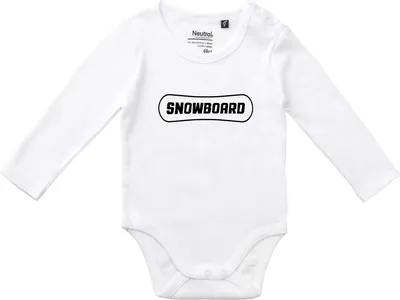 Produktbild von Huuraa Baby Body Snowbord Schriftzug 62 White  Baumwolle Fairtrade Langarmbody Geschenkidee