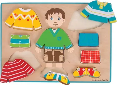 Image de BigJigs Puzzle en bois Habiller un garçon Jouet éducatif