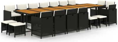 Produktbild von vidaXL 19-tlg. Garten-Essgruppe mit Kissen Schwarz Poly Rattan