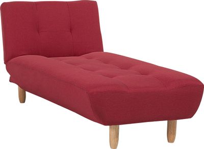 BELIANI Chaiselongue Universal Rot Stoffbezug Gesteppt mit Schlaffunktion Verstellbare Rückenlehne Holzfüße Retro-Design Wohnzimmer Ausstattung