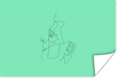 Produktbild von MuchoWow® Poster Männer - Linienkunst - Grün 120x80 cm - Bilder