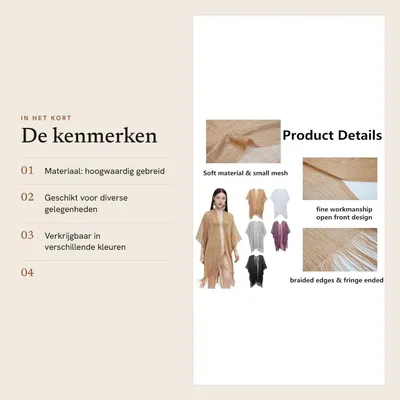 Dailygoods- Schal Elegante Optik - Strick-Poncho - Damen - Brautjungfern - Gala - Besondere Anlässe - Wickel