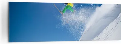 Produktbild von Bild auf Leinwand - Leinwandbild - Ski Winter Schnee Berg - 160x50cm - Wand Bild - Wanddeko - Leinwanddruck - Bilder - Kunstdruck - Wanddekoration - Leinwand bilder - Wandkunst - AB160x50-2856