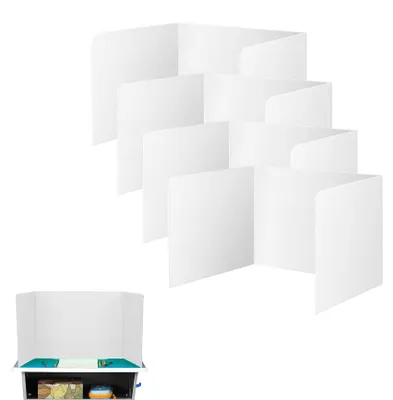 4er-Pack Tisch-Sichtschutz-Panel, Kunststoff, weiß, 34x43/35 cm