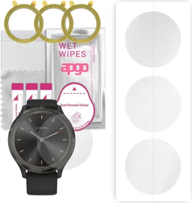 Produktbild von apgo 3 Stück Schutzfolie, klar, kompatibel mit Garmin Vivomove 3 Smartwatch, Hydrogel Displayschutzfolie mit Positionierhilfe, Displayfolie, robust und kratzfest