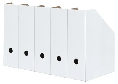 Produktbild von LANDRÉ Stehsammler A4, aus stabilem Karton, 10,5 cm breit, weiß, 5 Stück