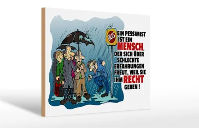 Produktbild von Holzschild Spruch 30x20cm Pessimist schlechte Erfahrungen