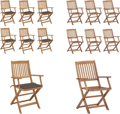 Immagine prodotto di vidaXL Sedie da giardino pieghevoli 6 pezzi con cuscino in legno massiccio di acacia - sedia da giardino - sedie da giardino - poltrona da giardino - sedia pieghevole