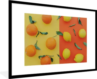 Produktbild von MuchoWow® Gerahmtes Poster Zitrone - Orange - Gelb 90x60 cm - Poster mit Schwarzem Bilderrahmen Wandposter Rahmen Foto Bilder - Wanddekoration - Fotos