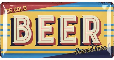 Produktbild von Retro Blechschild Bier - BEER Served here! - als Bar Dekoration für Partykeller - Kneipen Bardeko für Stammtisch - Geschenk für Bierliebhaber