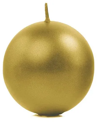Produktbild von 6x Metallisierte Kugelkerze, gold, 8cm
