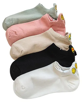 Image de Chaussettes Basses en Coton | Brodées de Cœurs et Emojis a...| 35–40 EU