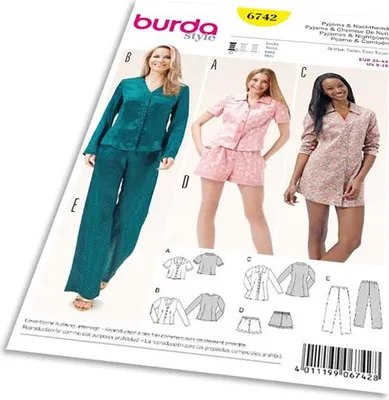 Obrázek produktu pro Střih Burda 6742 - Dámské pyžamo, noční košile