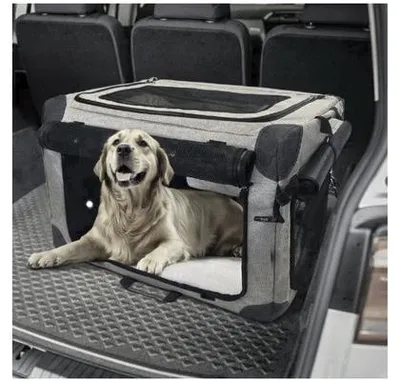 Produktbild von Hundetransportbox 70x52x52cm, Mittelgröße, Stahlrahmen, Faltsam, Auto