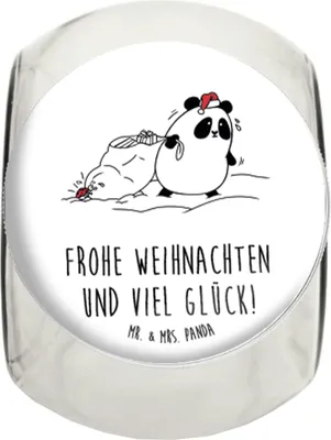 Produktbild von Mr. & Mrs. Panda Teedose Panda Weihnachten XL 2000ml - Weiß - Geschenk, Vorratsglas, Kaffeedose, aufbewahrungsglas, lebensmittelbehälter glas, Bonboniere