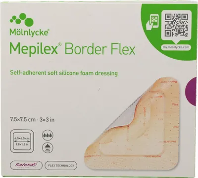 Produktbild von MEPILEX Border Flex Schaumverb.haft.7,5x7,5 cm 5St PZN 18719163