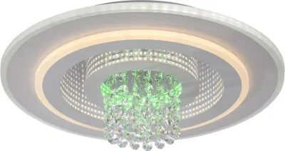 Produktbild von JUST LIGHT Deckenlampe TOLAGO RGB Kristall Prismen weiß, dekorativ Lichteffekt RGB Wohnzimmer, Flur, Schlafzimmer