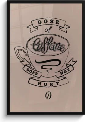 Produktbild von MuchoWow® MuchoWow® Gerahmtes Poster Kaffee - Sprichwörter - Vintage - Eine Dosis Koffein tut nicht weh - Zitate 60x90 cm - Poster mit zchwarzem Bilderrahmen - Kunst