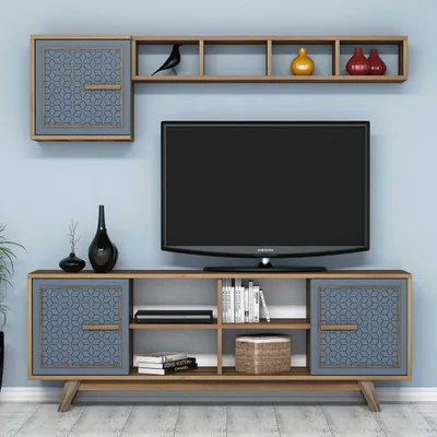 Obrázok produktu pre Skye Decor, Obývacia stena - Aysha (orechová + modrá)